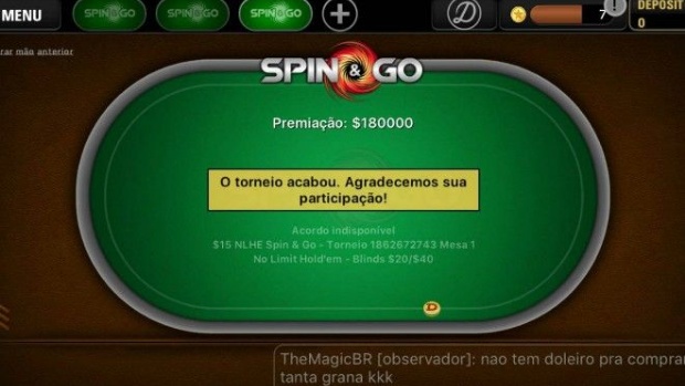 Brasileiro ganha US$ 150 mil no Spin and Go do PokerStars
