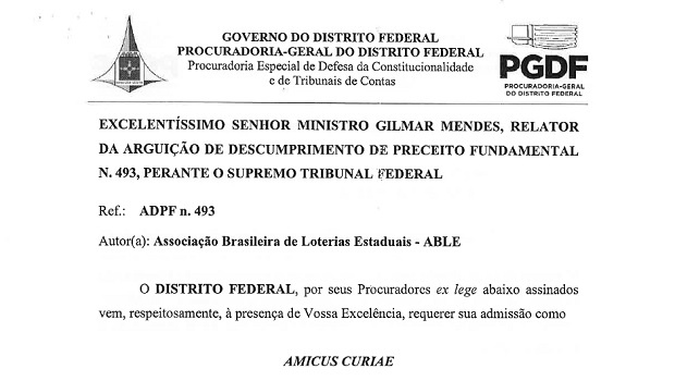 Distrito Federal protocola pedido para ser Amicus Curiae na ação da ABLE no STF