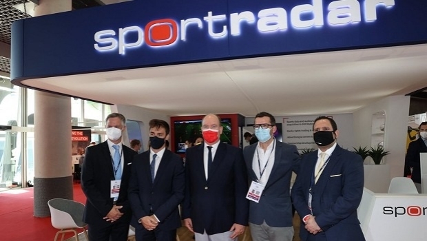 Prince Albert of Monaco visited Sportradar stand at SPORTEL fair