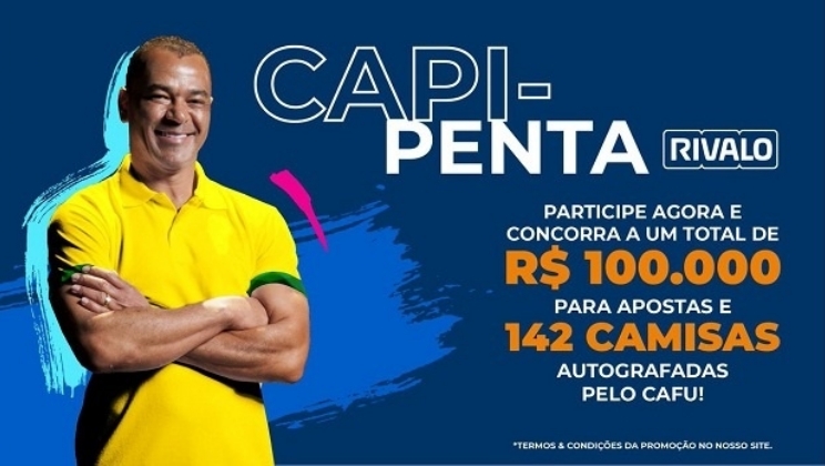 No debut de Cafu, Rivalo lança promoção de R$ 100 mil e 142 camisas autografadas