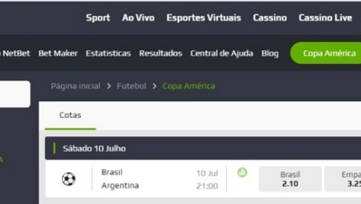 Mercado de apostas se aquece com a final da Copa América e vê Brasil como favorito