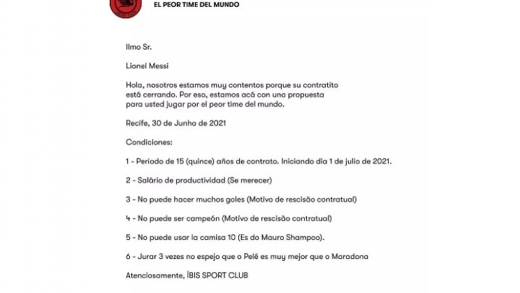 Patrocinado pela Betsson, o pequeno Ibis “assegura” que Messi gostou do contrato e só falta assinar