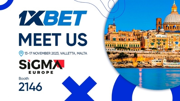 1xBet pronta para exposição SiGMA Malta Europe Summit 2023