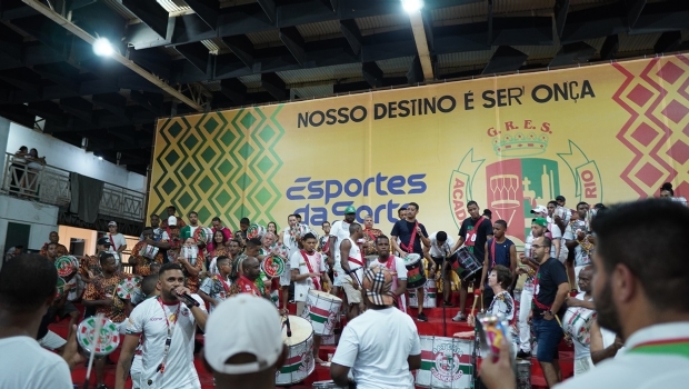 Esportes da Sorte sponsors Grande Rio during rehearsals for Carnival 2024