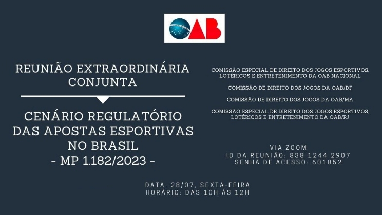 OAB convoca reunião extraordinária conjunta para discutir MP que regula apostas esportivas no Brasil