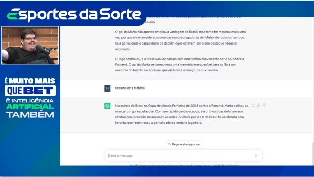 Esportes da Sorte to carry out actions with AI during Women's World Cup on CazéTV