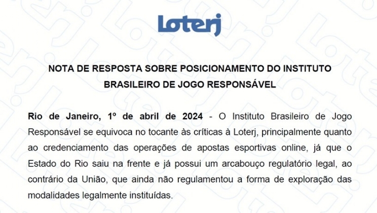 Loterj rebate IBJR e afirma que não extrapola limites ao concentrar no Rio a efetivação das apostas