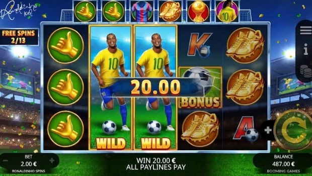 Booming Games lança novo jogo de caça-níqueis Ronaldinho Spins